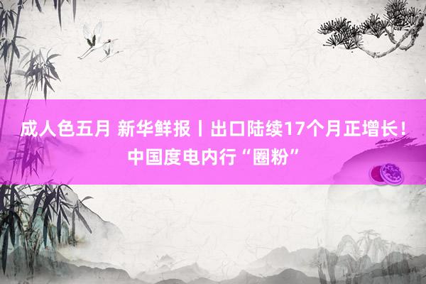 成人色五月 新华鲜报丨出口陆续17个月正增长！中国度电内行“圈粉”