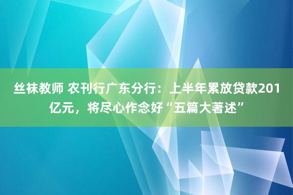 丝袜教师 农刊行广东分行：上半年累放贷款201亿元，将尽心作念好“五篇大著述”