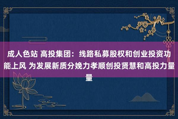 成人色站 高投集团：线路私募股权和创业投资功能上风 为发展新质分娩力孝顺创投贤慧和高投力量