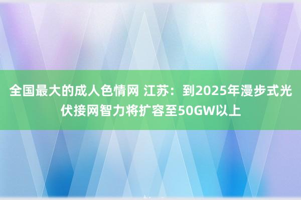 全国最大的成人色情网 江苏：到2025年漫步式光伏接网智力将扩容至50GW以上