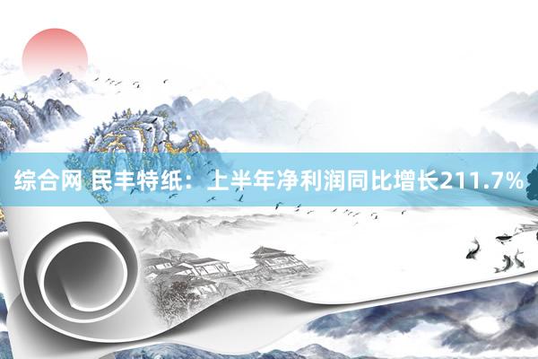综合网 民丰特纸：上半年净利润同比增长211.7%