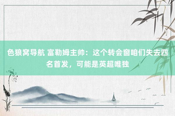 色狼窝导航 富勒姆主帅：这个转会窗咱们失去四名首发，可能是英超唯独