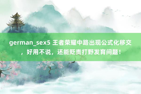 german_sex5 王者荣耀中路出现公式化移交，好用不说，还能贬责打野发育问题！