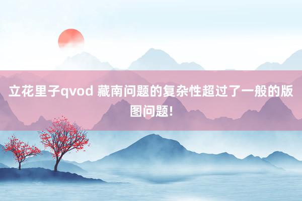 立花里子qvod 藏南问题的复杂性超过了一般的版图问题!