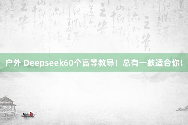 户外 Deepseek60个高等教导！总有一款适合你！