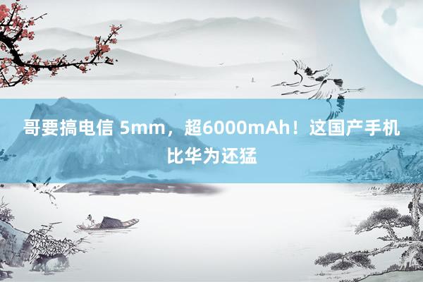 哥要搞电信 5mm，超6000mAh！这国产手机比华为还猛